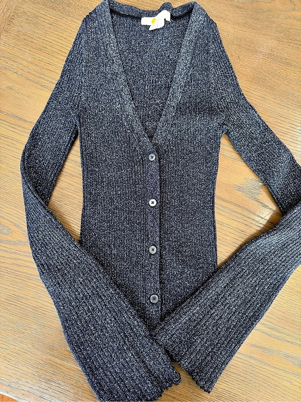 Biden Button-Front metallic glitterCardigan in blue gray XS Like New
